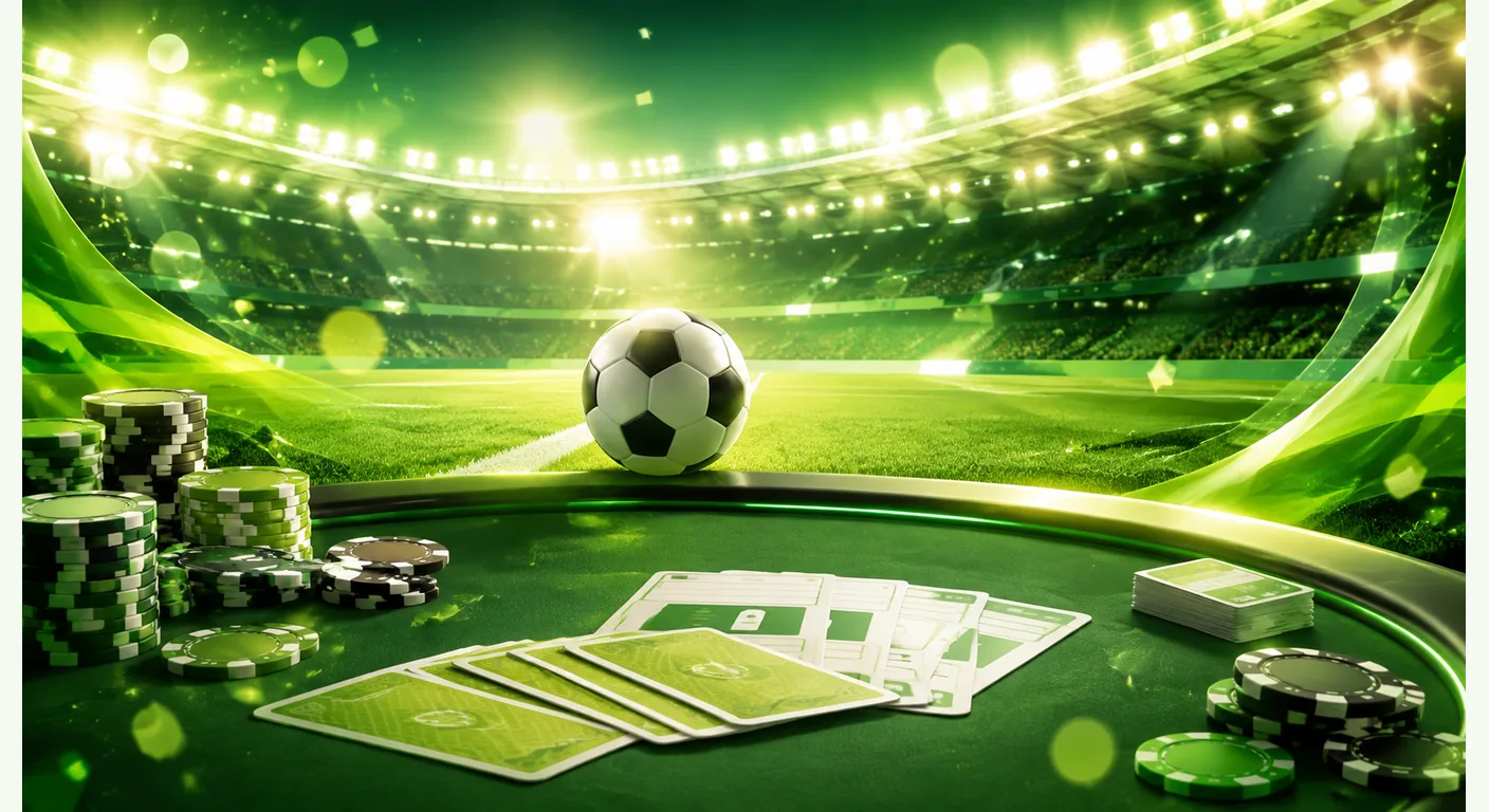 Unibet sport en poker sfeer met kaarten en stadionlicht